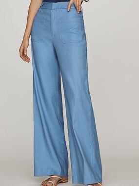 Maeve Jude linen stretch trousers in blue bonnet